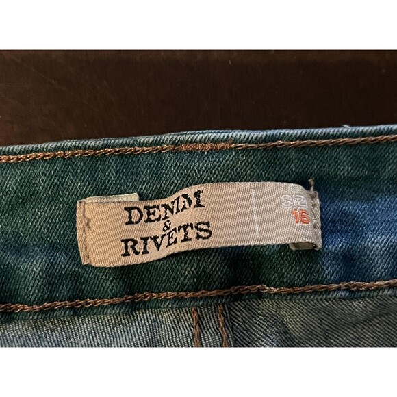 Denim & Rivets Jeans Womens 16 Blue Distressed Raw Hem Skinny Stretch Ankle - Picture 7 of 8